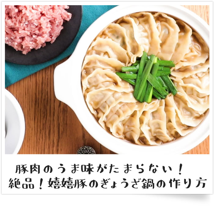 豚肉のうま味がたまらない！ 絶品 嬉嬉豚の餃子鍋